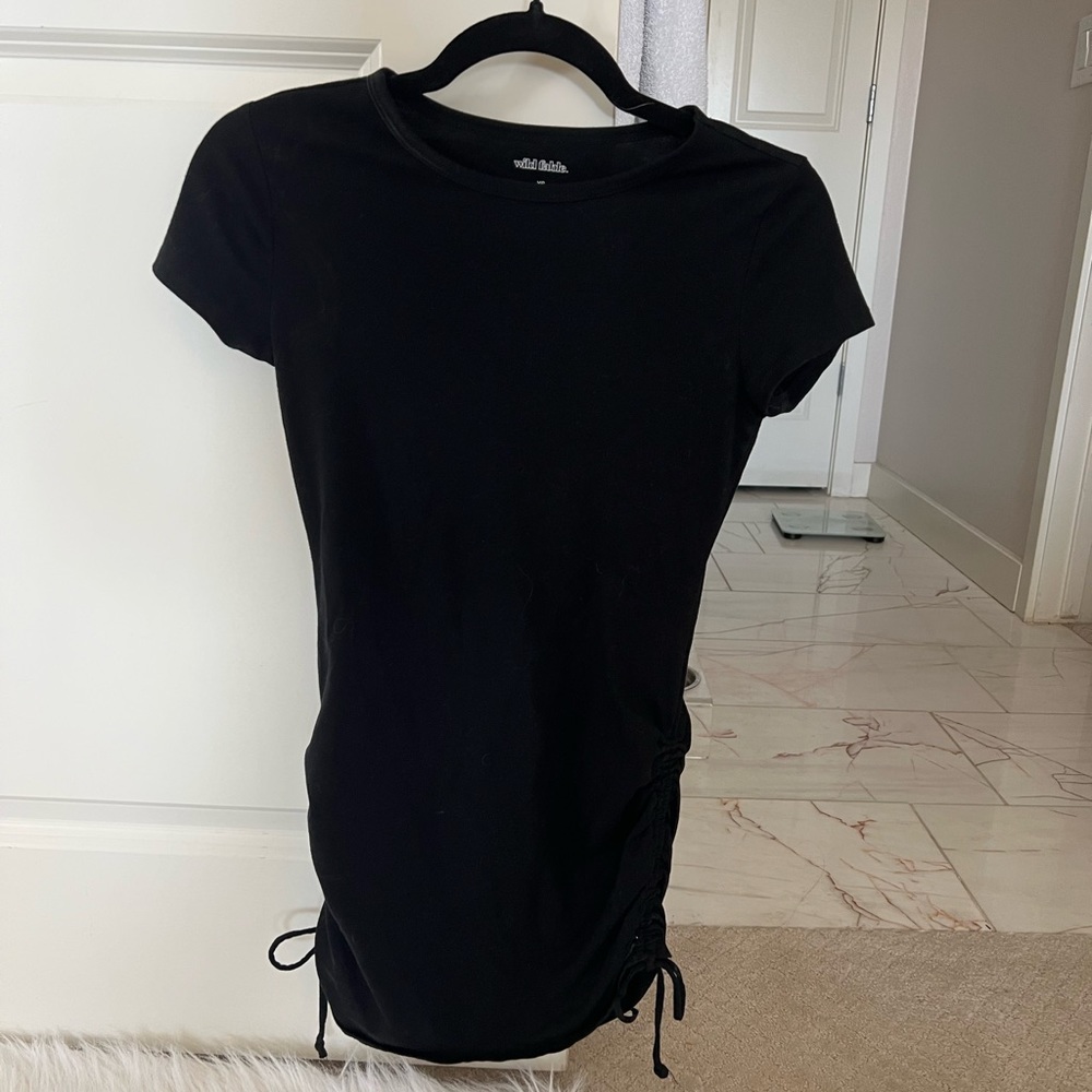 Black side cinch dress